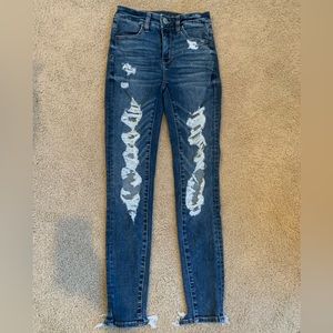 American Eagle Distressed Hi-Rise Jeggings Size 0 Regular